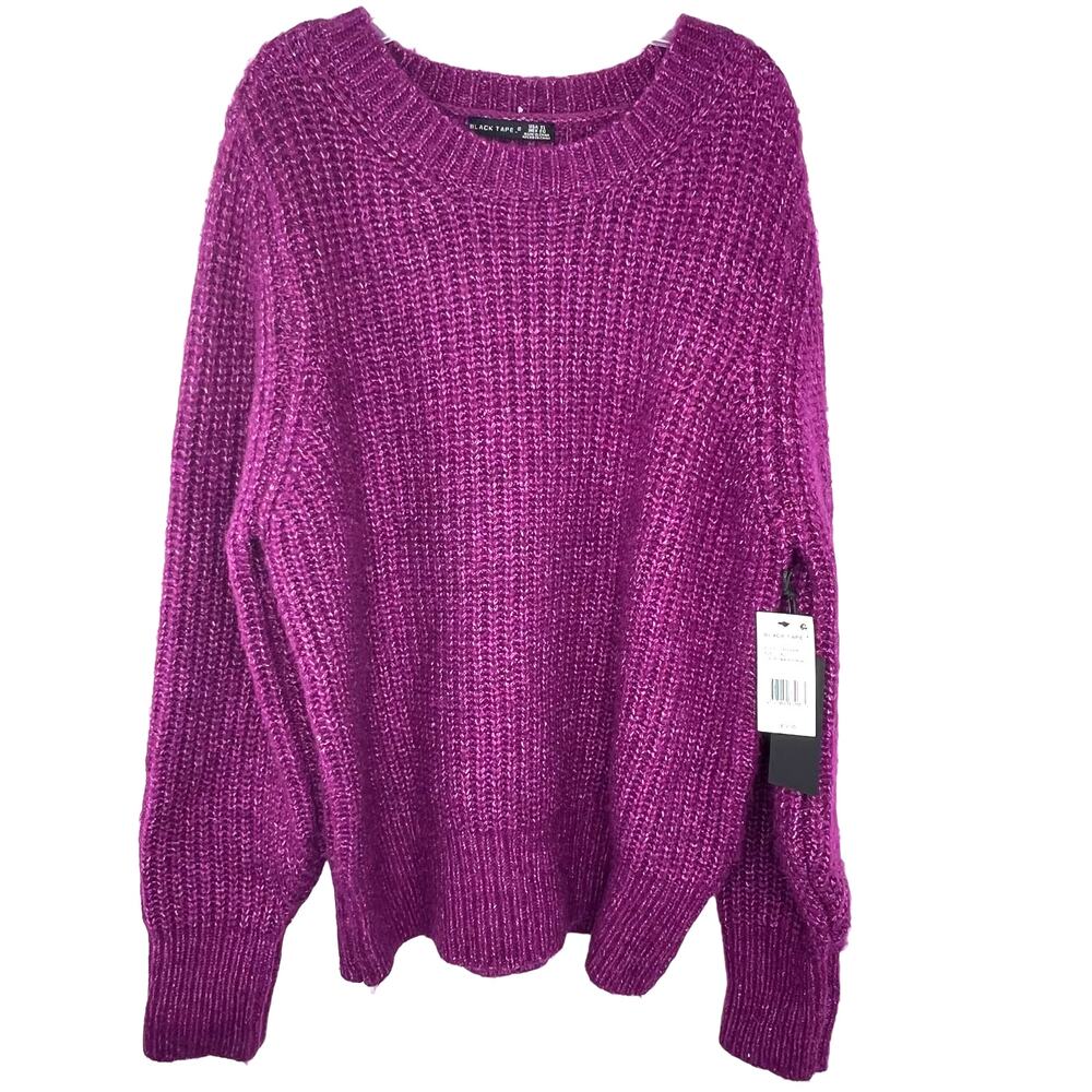 New Black Tape_ Size XL Chunky Knit Purple Fuzzy Sweater